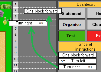 Shoe of instructions