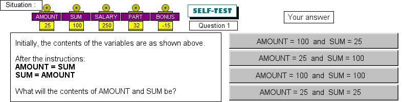 Test on variables, question 1