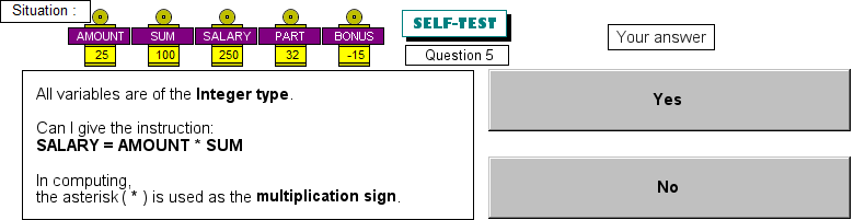Test on variables, question 5